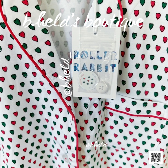 Roller Rabbit Holiday Hearts Polo Pajamas Red/Green Small Dreamland Day 12 NWT - Picture 4 of 13